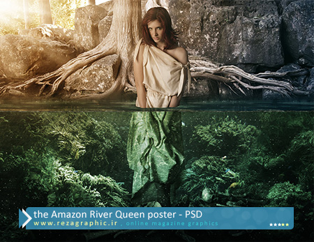 طرح لایه باز پوستر ملکه در رودخانه آمازون | رضاگرافیک